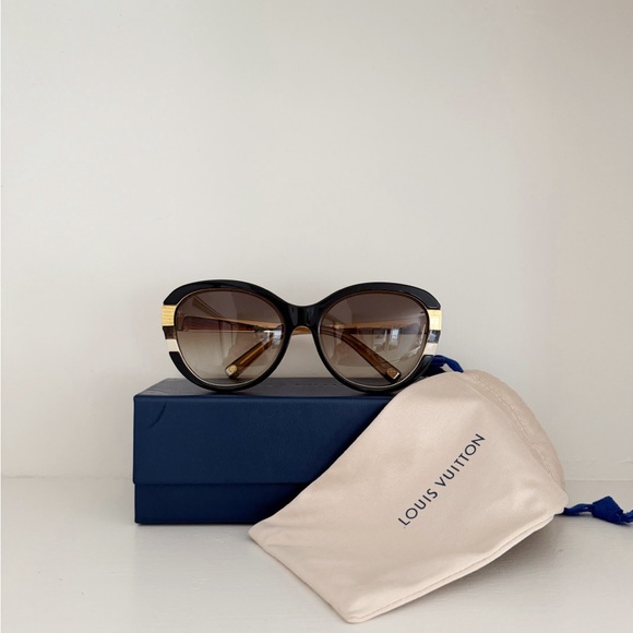 Louis Vuitton ~ Logo Petit Cat-Eye Sunglasses (gold maron Z0487E) - Picture 8 of 10